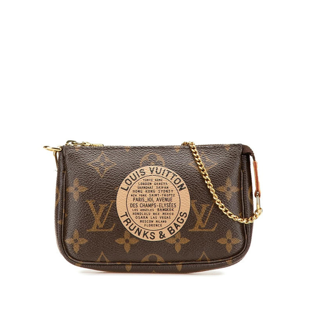 Louis Vuitton Monogram Pochette Accessoires Accessory Pouch Clutch Brown Leather
